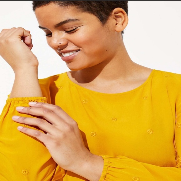 LOFT Embroidered Dot Striped Shirt - golden yellow - Picture 3 of 7